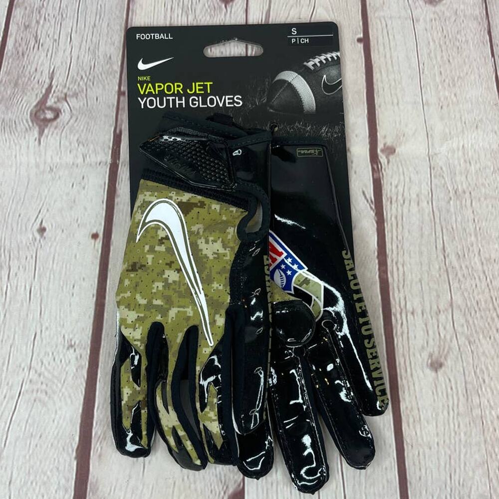 Nike Vapor 6.0 Jet Football Gloves NFL Logo Salute To Service Camo Youth Size S - Picture 4 of 7